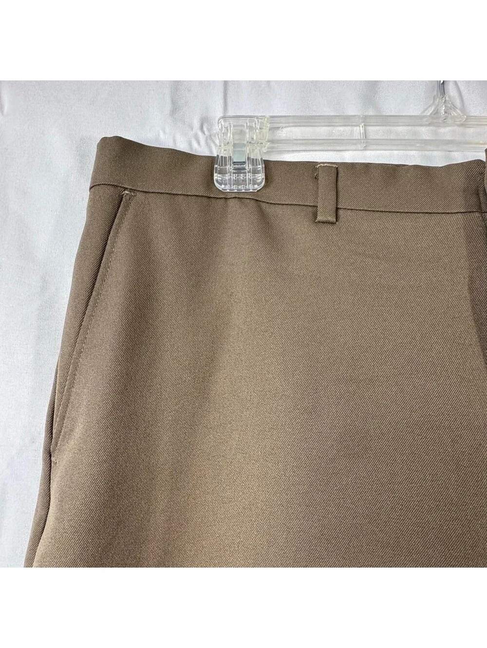 Perma-Prest Dress Pants Mens 38W 30L Khaki Brown Reg Fit Work Flexslax USA